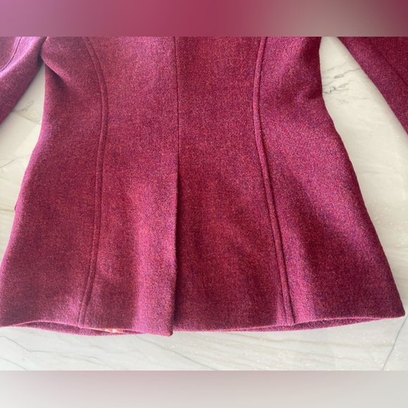 Women VON DORNBERG MUNICH NWT 3 Button Italian Tweed Blazer-Burgundy Red-36, US6 - Picture 10 of 12